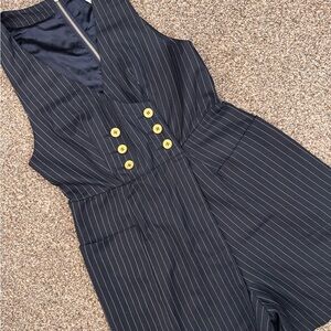 Free People Navy Pinstripe Dress with Subtle White Stripes